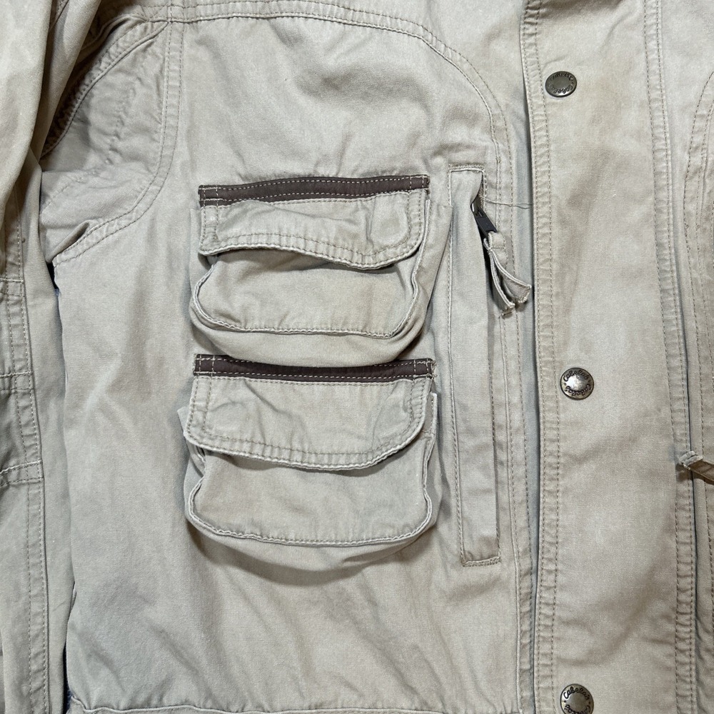 VTG Cabela's Medium Khaki Utility Jacket Outdoor Gear Military Hunting Fishing - Picture 7 of 15